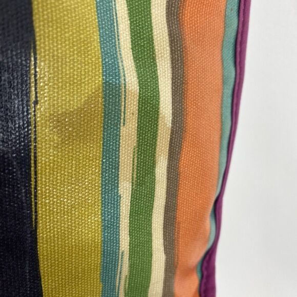 Fossil Coated Canvas Crossbody Bag Purse Multicolor Rainbow Stripes Bag - Picture 9 of 12